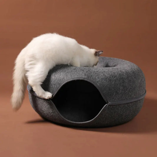 2-in-1 Cat Donut & Tunnel Bed